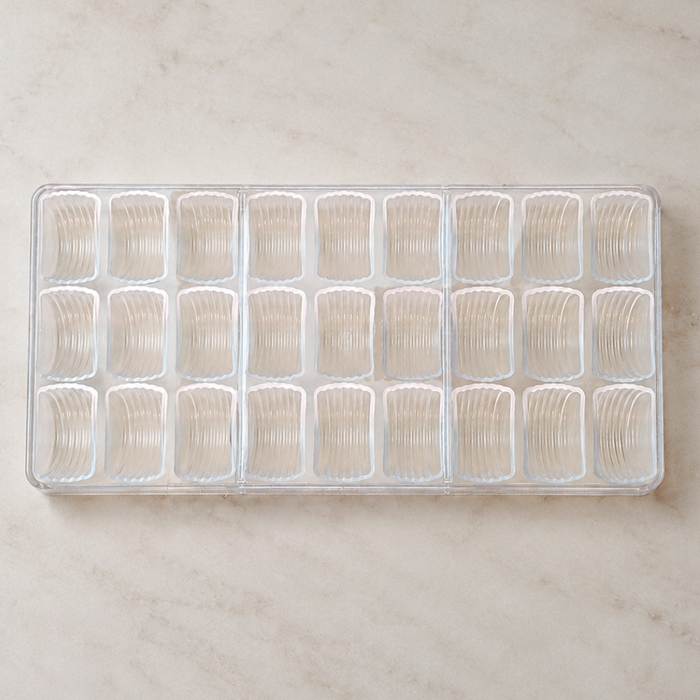 Ripple Rectangle Chocolate Mould Polycarbonate - 27 Cavities