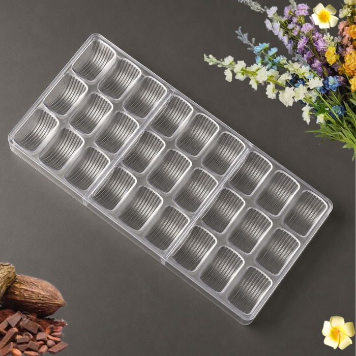 Ripple Rectangle Chocolate Mould Polycarbonate - 27 Cavities