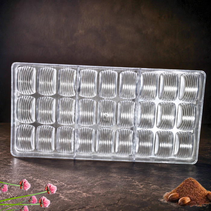 Ripple Rectangle Chocolate Mould Polycarbonate - 27 Cavities