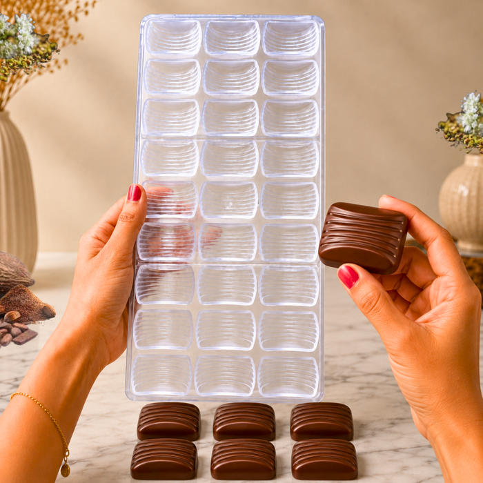 Ripple Rectangle Chocolate Mould Polycarbonate - 27 Cavities