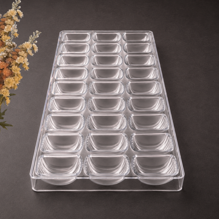 Ripple Rectangle Chocolate Mould Polycarbonate - 27 Cavities