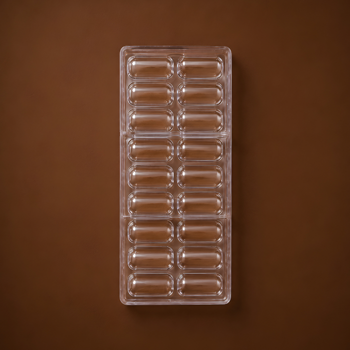 Rounded Rectangle Dome Polycarbonate Chocolate Mould – 18 Cavities