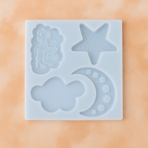 Esslly’s Sky Theme Silicone Fondant Mould! Featuring intricate cloud, star, and moon shapes.