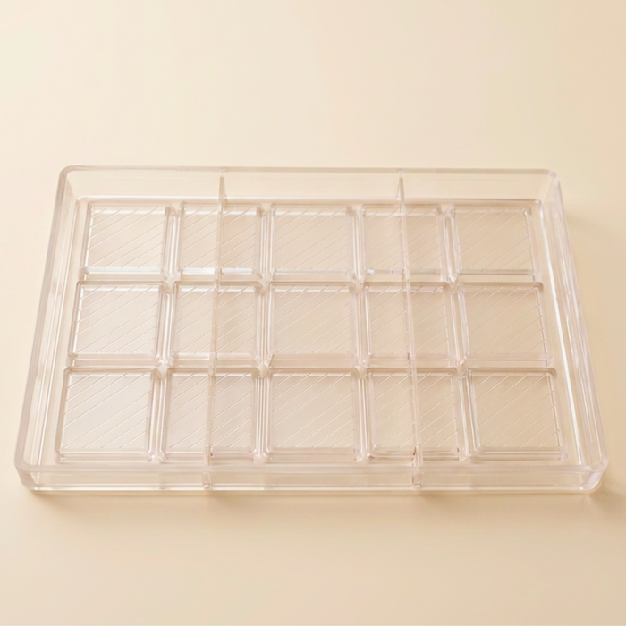 Square Stripe Polycarbonate Chocolate Mould – 15 Cavities