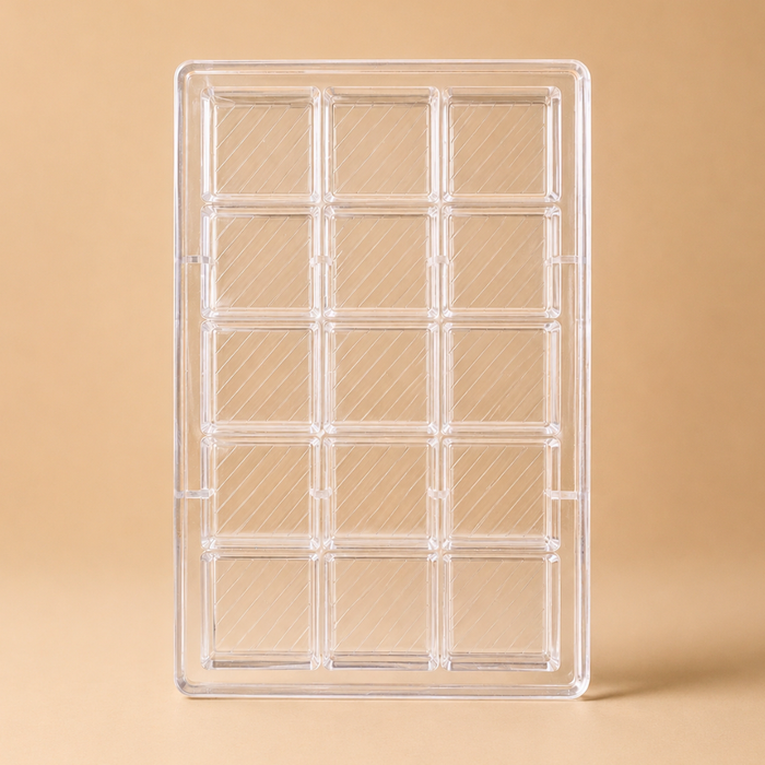 Square Stripe Polycarbonate Chocolate Mould – 15 Cavities
