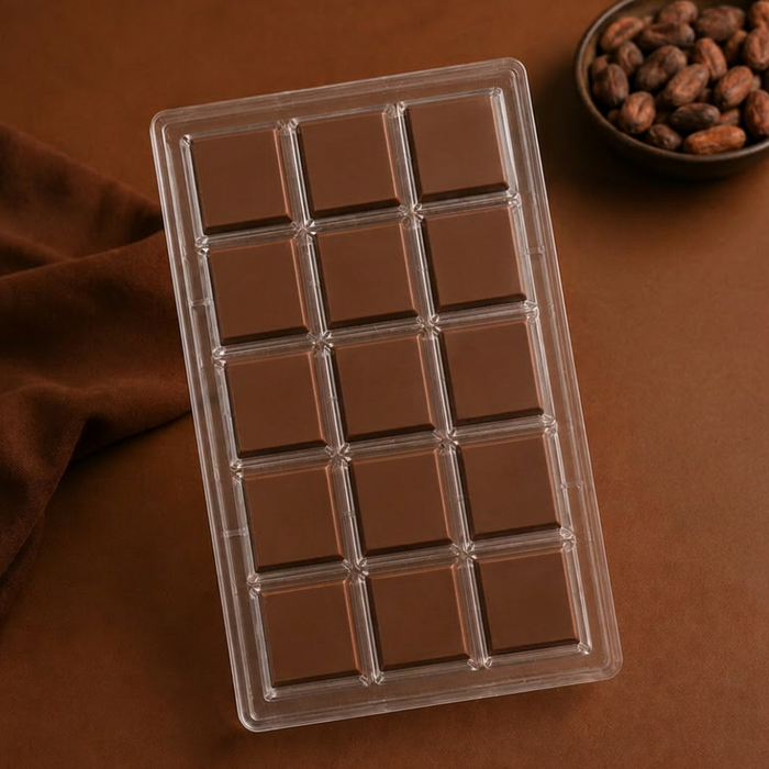 Square Stripe Polycarbonate Chocolate Mould – 15 Cavities