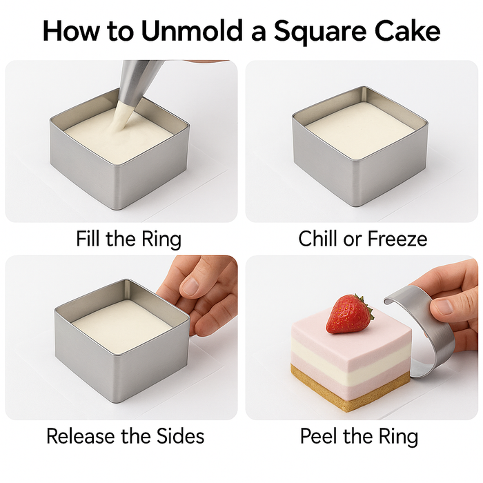 stainless steel square cake ring for precise baking