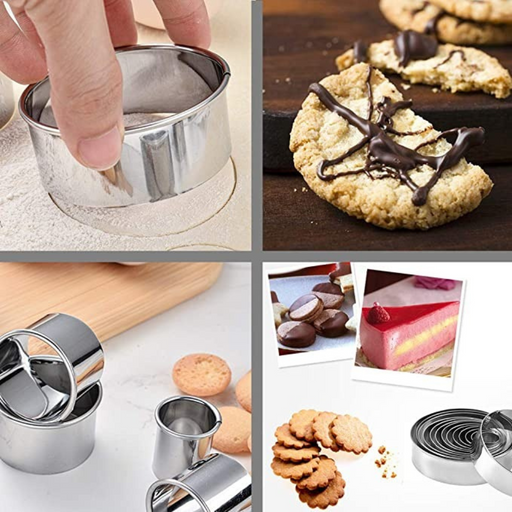 Bake with precision using Esslly’s 12-Piece Round Cookie Cutter Set.