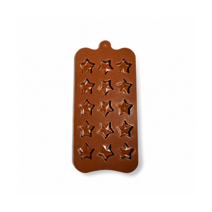 Star Design- Silicone Chocolate Mould | 15 Cavities | Flexible Non-Stick | Brown