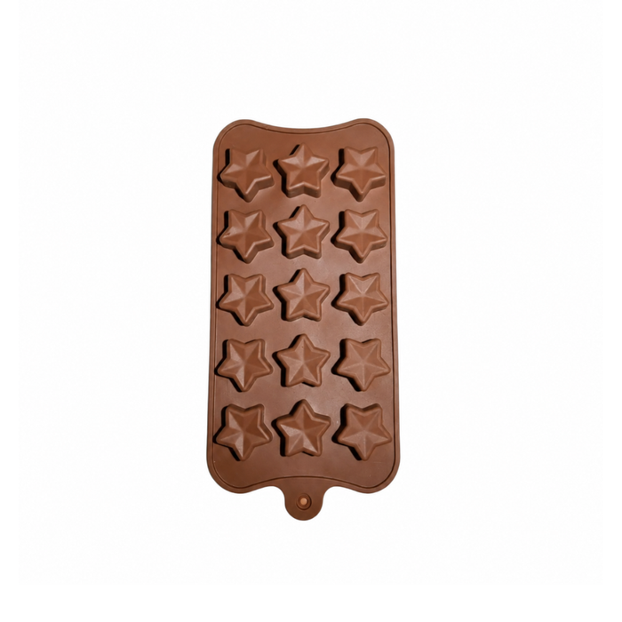 Star Design- Silicone Chocolate Mould | 15 Cavities | Flexible Non-Stick | Brown