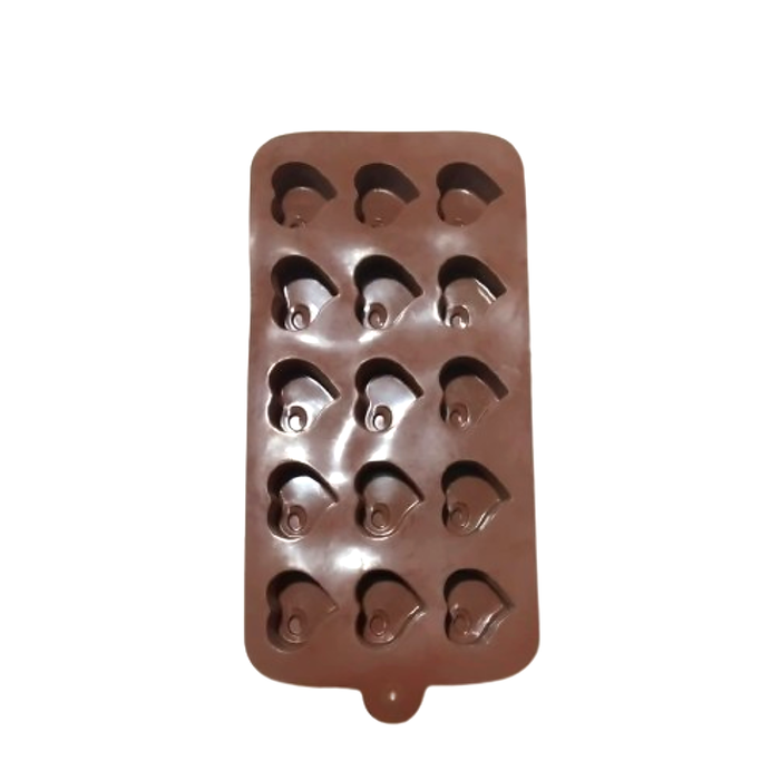 Swirl Heart Design- Silicone Chocolate Mould | 15 Cavities | Flexible Non-Stick | Brown