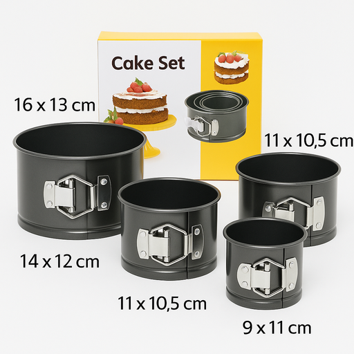 Bake perfect Panettone, Easter breads, and fruit cakes effortlessly with Esslly’s Non-Stick Spring Form Cake Tins – Set of 4.