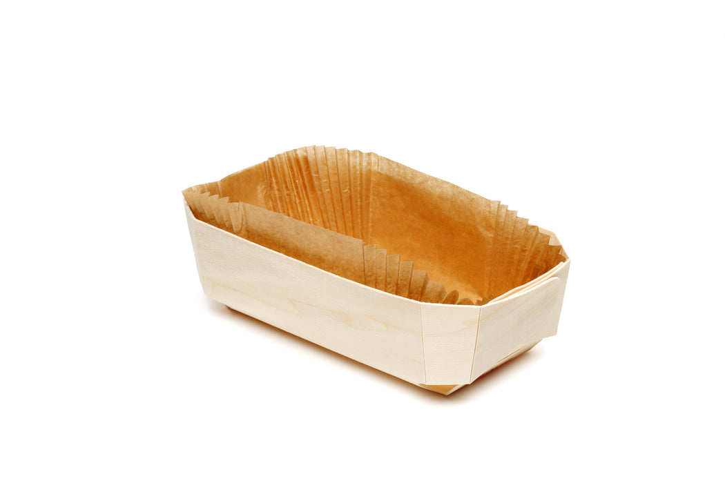 Rectangular Wooden Moulds & Paper Liners Set | 600g | Pack of 5