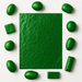 Dark Green 7x10 inch aluminum foil sheet with assorted shaped chocolates wrapped in matching foil