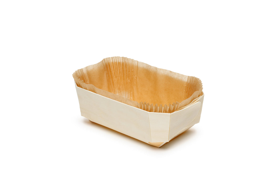 Rectangular Wooden Moulds & Paper Liners Set | 500g | Pack of 5