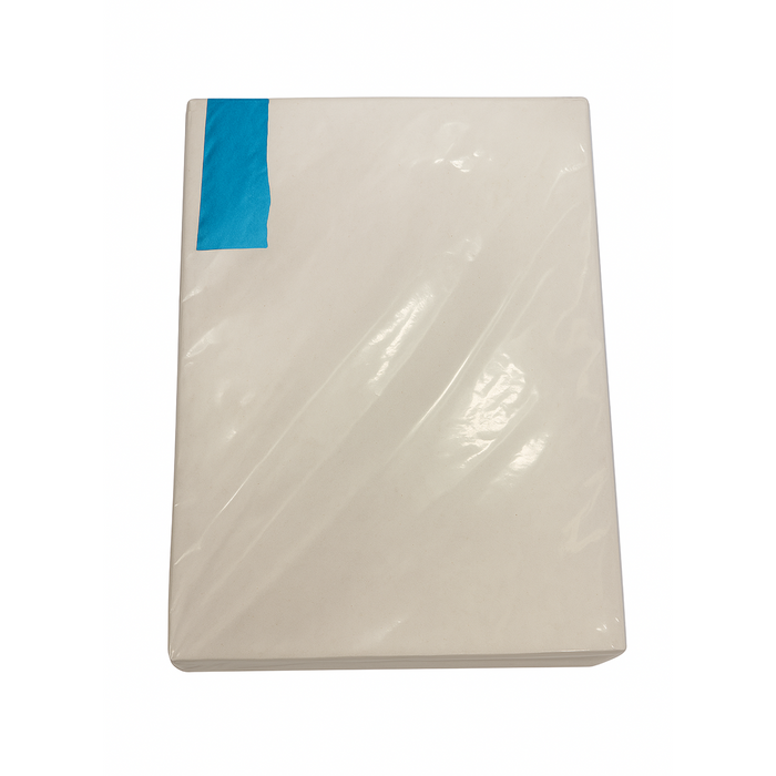 Electric blue 7x10 inch aluminum foil pack of 350 sheets used for chocolate wrapping.