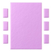 Pink 7x10 inch aluminum foil sheet with small rectangular chocolates wrapped in matching foil