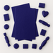 Royal Blue 7x10 inch aluminum foil sheet with assorted shaped chocolates wrapped in matching foil