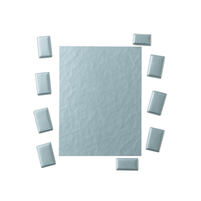 SKy blue 7x10 inch foil sheet with small chocolates wrapped in matching sky blue foil.