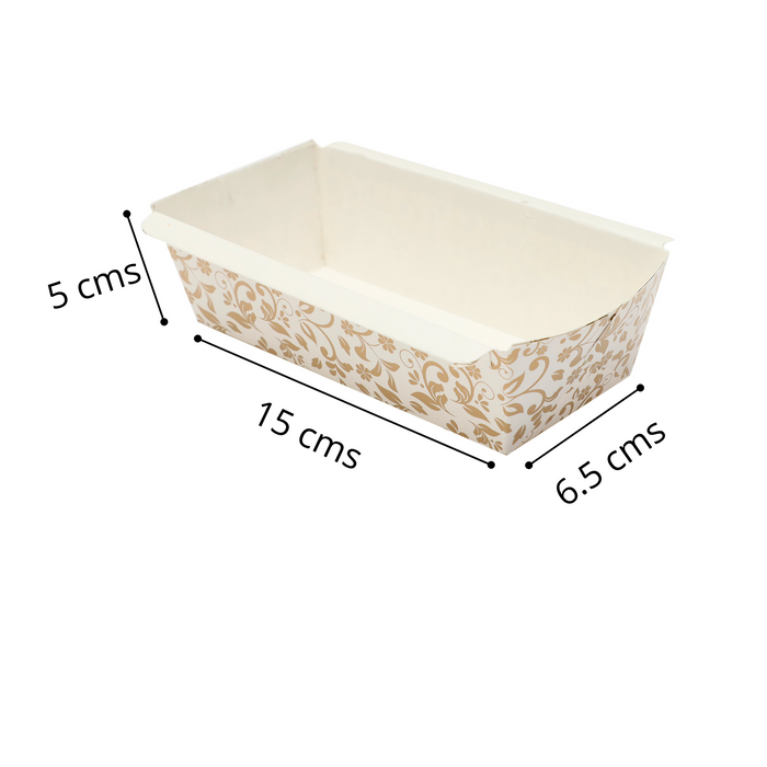 15 x 6.5 x 5 cm Rectangular Paper Baking Tray | For 200 grams bake