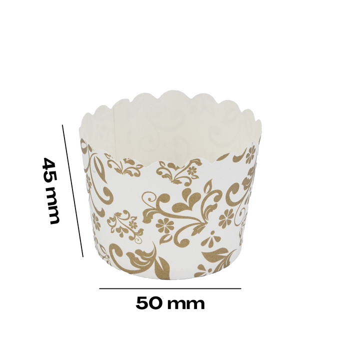 Paper Cupcake Muffin Mould | 50x45 mm Size | Gold Floret Design