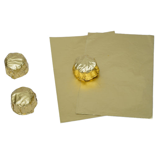 100 Pieces Candy Bar Wrappers, Gold Aluminum Foil Wrapping Paper