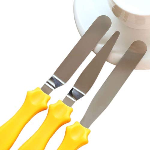 Szxc Cake Decorating Spatula Set - 2 Offset & 1 Straight Icing Spatula - 9  inch - Stainless Steel Angled Spatulas (Green)