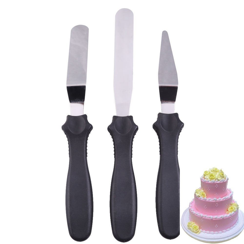 Esslly Cake Decorating Spatula Set of 3 Stainless Steel Icing Tools