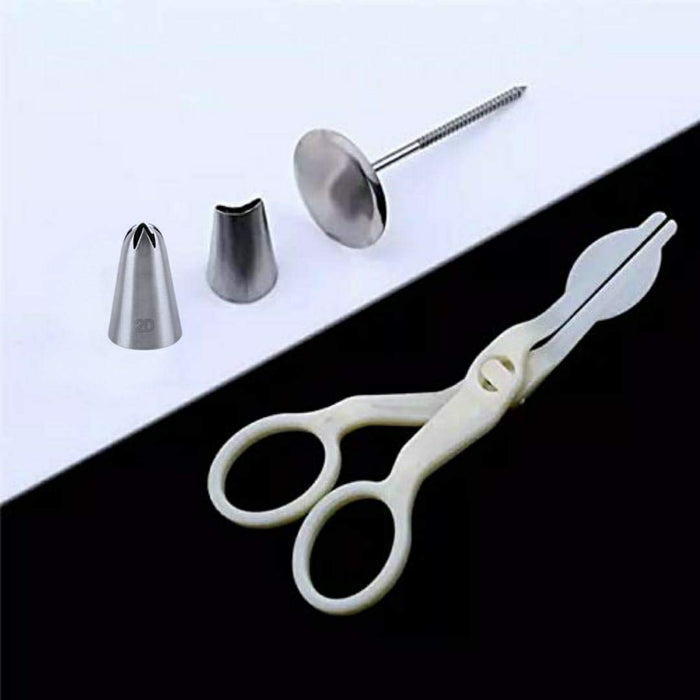 Rose Nail and Flower Lifter Set with Icing Tips and Silicone Icing Bag | Cake Craft Tool Kit