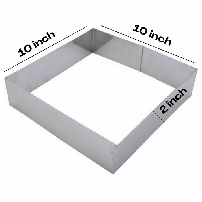 Stainless Steel Square Cake Ring – 4" to 12" Bottomless
