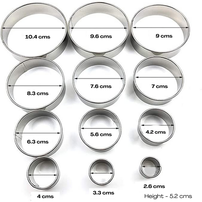 Stainless Steel Round Cookie Cutter Set | 12 Pieces