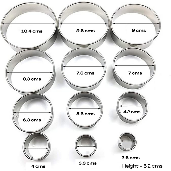 Round Steel Cookie Cutter - Set of 12