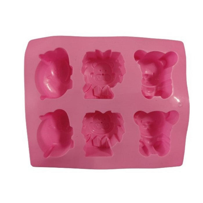 6 Cavity Forest Theme Silicone Mould (Lion, Hippopotamus and Bear)