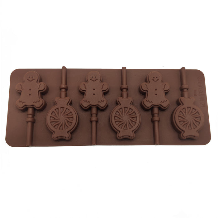 6 Cavity Gingerbread Wheel Shaped Silicone Chocolate Mould