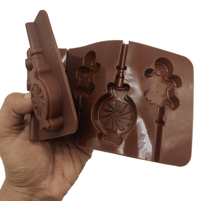 6 Cavity Gingerbread Wheel Shaped Silicone Chocolate Mould