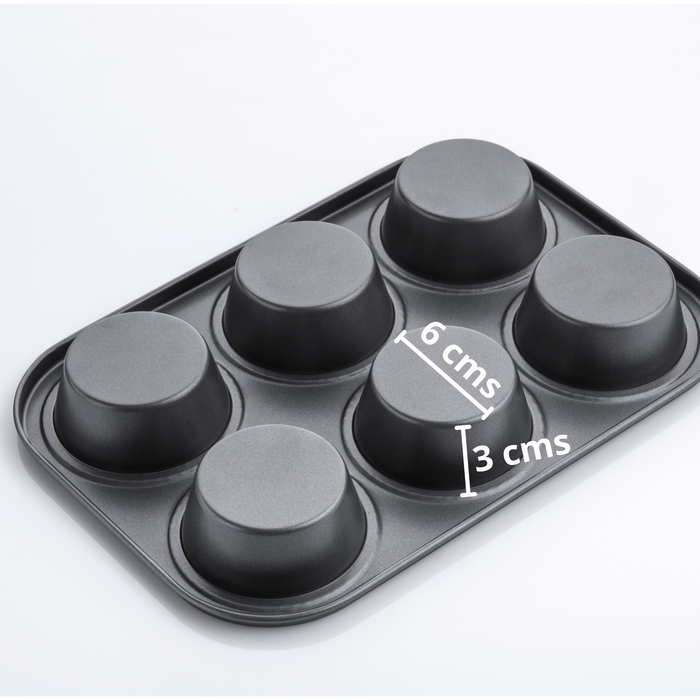 Non-Stick Muffin Tray | For 6 Muffins | 6 cms Base Diameter