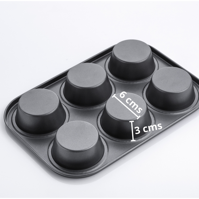 Non-Stick 6-Cavity Muffin Tray | 6 cm Base Diameter
