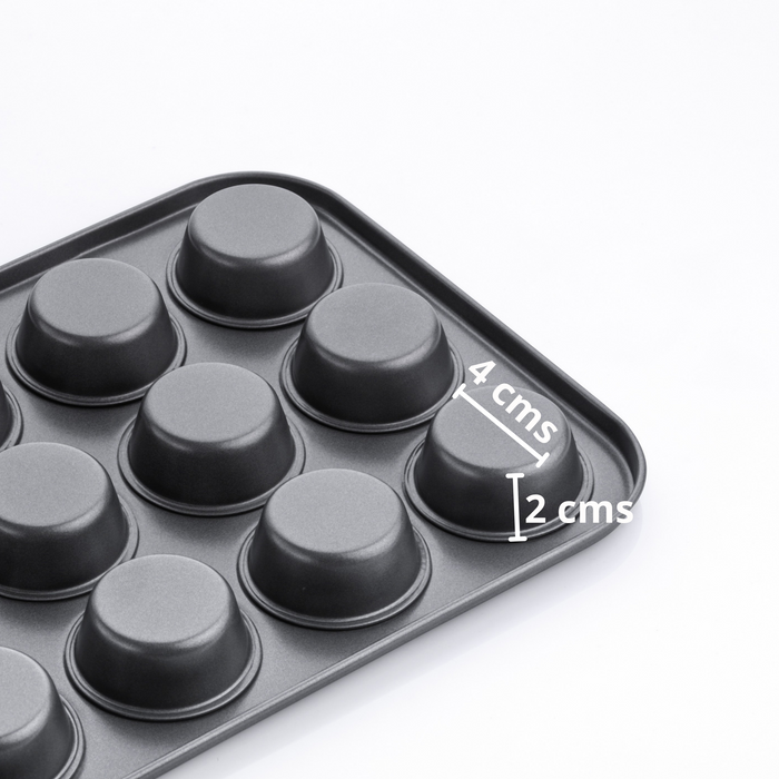 Non-Stick 12-Cavity Mini Muffin Tray | 4 cm Base Diameter