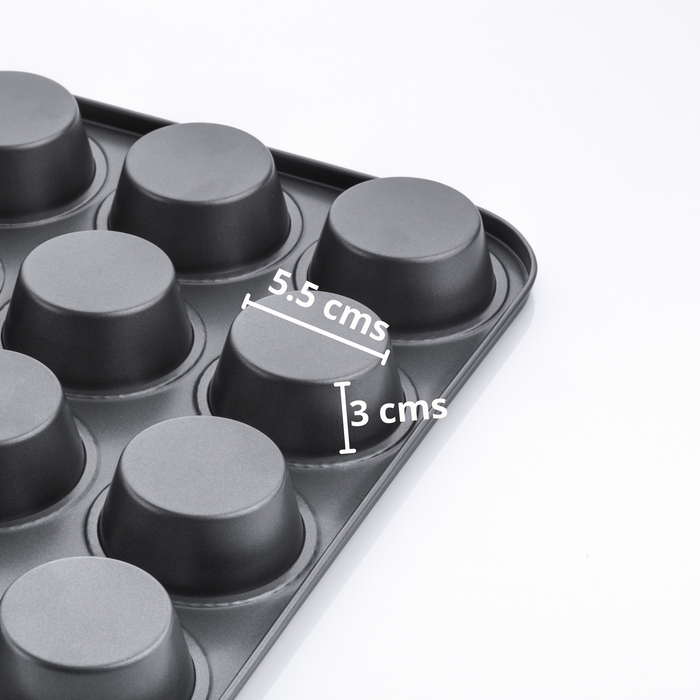 Non-Stick 12-Cavity Muffin Tray | 5.5 cm Base