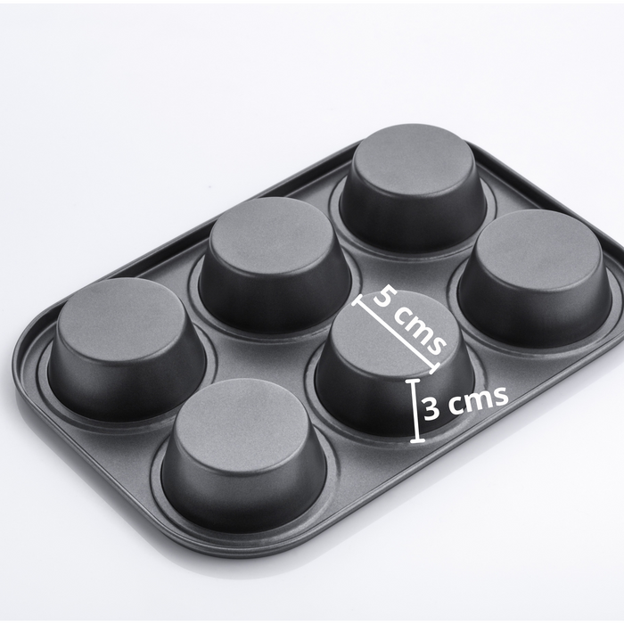 Non-Stick Muffin Tray | For 6 Muffins | 5 cms Base Diameter