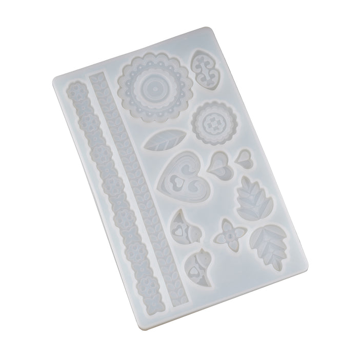 Silicone Fondant Mould | Cake Decoration Mould - Flower and Heart Design