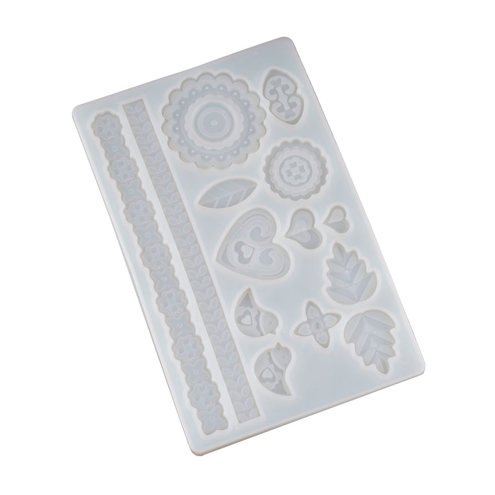 Flower & Heart Silicone Fondant Mould | 27.5 x 15 cm