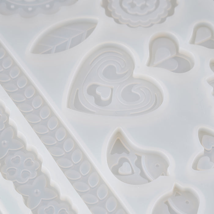 Flower & Heart Silicone Fondant Mould | 27.5 x 15 cm
