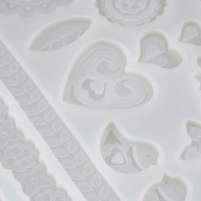 Silicone Fondant Mould | Cake Decoration Mould - Flower and Heart Design