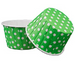 Set of two green polka dot cupcake baking cups, one upright and one tilted, ideal for festive baking or dessert serving.